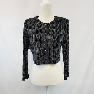 Vintage Black Shimmer Crop Cardigan